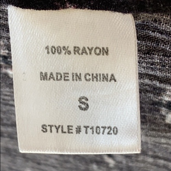 FREE TO FLY. Size Small Open Black Rayon Poncho w/Front blue/pink/purple design. - Picture 9 of 10